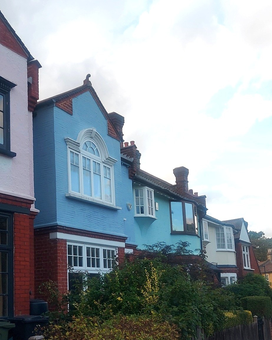 Colourful homes on a residential London street